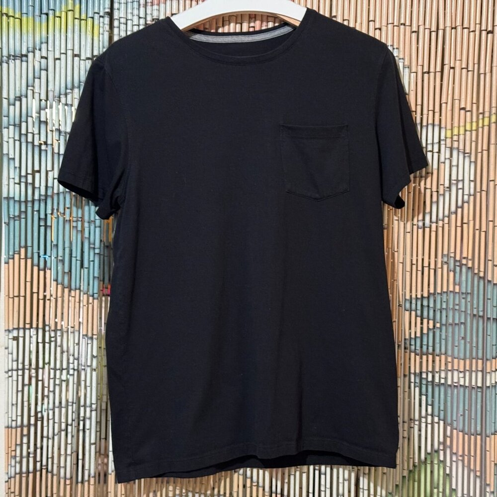 Goodfellow & Co, Basic Short Sleeve Tee w/Pocket, Cotton Blend T-Shirt, Black, M